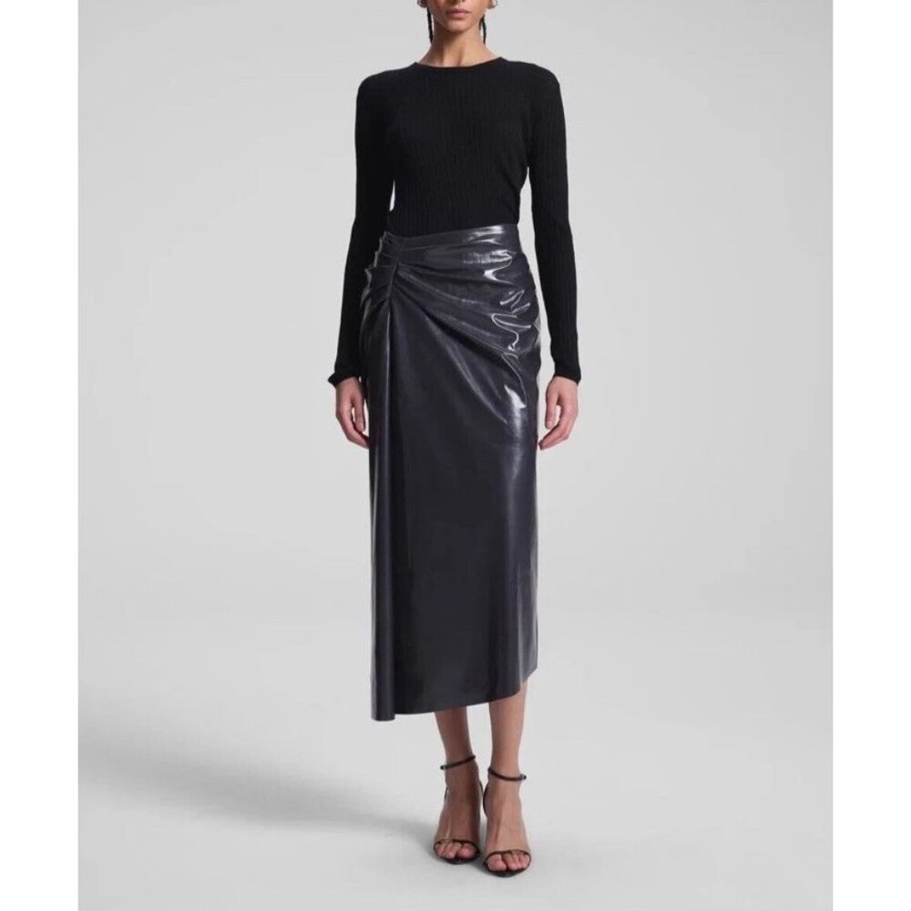 A.L.C. Black Patent Midi Skirt